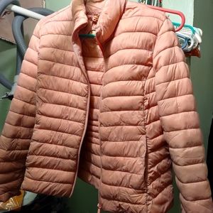light pink puffer jacket